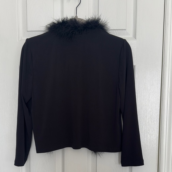 Calvin Klein Black Cardigan with Faux Fur Trim - Picture 4 of 4